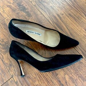 Manolo Blahnik black suede heels